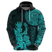 Custom Mexico Aztec Hoodie El Calendario Maya Mix Huitzilopochtli Turquoise - Wonder Print Shop