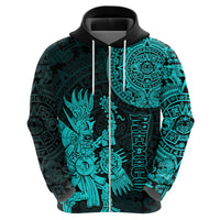 Custom Mexico Aztec Hoodie El Calendario Maya Mix Huitzilopochtli Turquoise - Wonder Print Shop