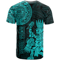 Custom Mexico Aztec T Shirt El Calendario Maya Mix Huitzilopochtli Turquoise - Wonder Print Shop