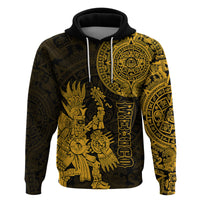 Custom Mexico Aztec Hoodie El Calendario Maya Mix Huitzilopochtli Gold - Wonder Print Shop