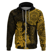 Custom Mexico Aztec Hoodie El Calendario Maya Mix Huitzilopochtli Gold - Wonder Print Shop