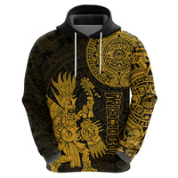 Custom Mexico Aztec Hoodie El Calendario Maya Mix Huitzilopochtli Gold - Wonder Print Shop