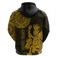 Custom Mexico Aztec Hoodie El Calendario Maya Mix Huitzilopochtli Gold - Wonder Print Shop