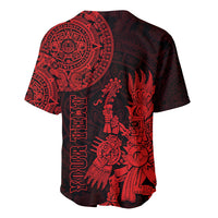 (Custom Personalised) Mexico Aztec Baseball Jersey El Calendario Maya Mix Huitzilopochtli Red - Wonder Print Shop