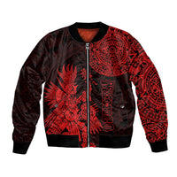 (Custom Personalised) Mexico Aztec Bomber Jacket El Calendario Maya Mix Huitzilopochtli Red - Wonder Print Shop