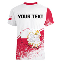 (Custom Personalised) Poland Constitution Day Women V Neck T Shirt Coat Of Arms Grunge Style - Wonder Print Shop