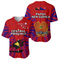 Papua New Guinea Baseball Jersey Central Province Mix Coat Of Arms Polynesian Art - Wonder Print Shop