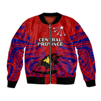 Papua New Guinea Bomber Jacket Central Province Mix Coat Of Arms Polynesian Art - Wonder Print Shop