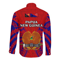 Papua New Guinea Long Sleeve Button Shirt Central Province Mix Coat Of Arms Polynesian Art - Wonder Print Shop