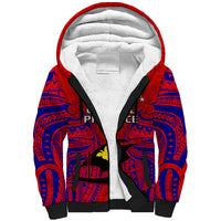 Papua New Guinea Sherpa Hoodie Central Province Mix Coat Of Arms Polynesian Art - Wonder Print Shop