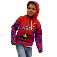 (Custom Personalised) Papua New Guinea Kid Hoodie Central Province Mix Coat Of Arms Polynesian Art - Wonder Print Shop