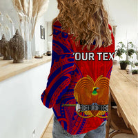 (Custom Personalised) Papua New Guinea Women Casual Shirt Central Province Mix Coat Of Arms Polynesian Art - Wonder Print Shop