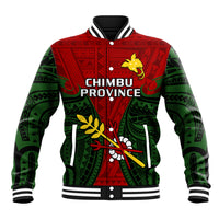 Papua New Guinea Baseball Jacket Chimbu Province Mix Coat Of Arms Polynesian Art - Wonder Print Shop