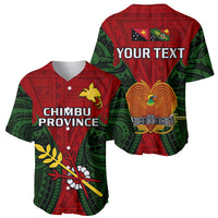 (Custom Personalised) Papua New Guinea Baseball Jersey Chimbu Province Mix Coat Of Arms Polynesian Art - Wonder Print Shop