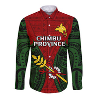 (Custom Personalised) Papua New Guinea Long Sleeve Button Shirt Chimbu Province Mix Coat Of Arms Polynesian Art - Wonder Print Shop