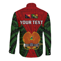(Custom Personalised) Papua New Guinea Long Sleeve Button Shirt Chimbu Province Mix Coat Of Arms Polynesian Art - Wonder Print Shop