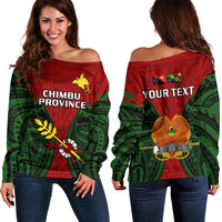 (Custom Personalised) Papua New Guinea Off Shoulder Sweater Chimbu Province Mix Coat Of Arms Polynesian Art - Wonder Print Shop