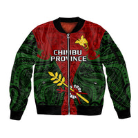 (Custom Personalised) Papua New Guinea Sleeve Zip Bomber Jacket Chimbu Province Mix Coat Of Arms Polynesian Art - Wonder Print Shop