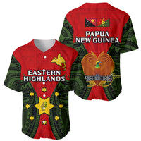 Papua New Guinea Baseball Jersey Eastern Highlands Province Mix Coat Of Arms Polynesian Art - Wonder Print Shop