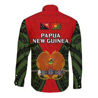 Papua New Guinea Long Sleeve Button Shirt Eastern Highlands Province Mix Coat Of Arms Polynesian Art - Wonder Print Shop