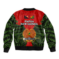 Papua New Guinea Sleeve Zip Bomber Jacket Eastern Highlands Province Mix Coat Of Arms Polynesian Art - Wonder Print Shop
