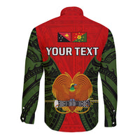 (Custom Personalised) Papua New Guinea Long Sleeve Button Shirt Eastern Highlands Province Mix Coat Of Arms Polynesian Art - Wonder Print Shop