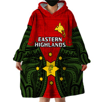 (Custom Personalised) Papua New Guinea Wearable Blanket Hoodie Eastern Highlands Province Mix Coat Of Arms Polynesian Art - Wonder Print Shop