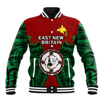 Papua New Guinea Baseball Jacket East New Britain Province Mix Coat Of Arms Polynesian Art - Wonder Print Shop