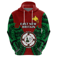 Papua New Guinea Hoodie East New Britain Province Mix Coat Of Arms Polynesian Art - Wonder Print Shop