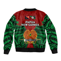 Papua New Guinea Sleeve Zip Bomber Jacket East New Britain Province Mix Coat Of Arms Polynesian Art - Wonder Print Shop