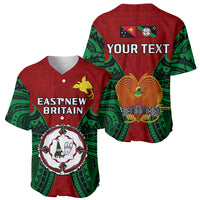 (Custom Personalised) Papua New Guinea Baseball Jersey East New Britain Province Mix Coat Of Arms Polynesian Art - Wonder Print Shop