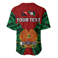 (Custom Personalised) Papua New Guinea Baseball Jersey East New Britain Province Mix Coat Of Arms Polynesian Art - Wonder Print Shop