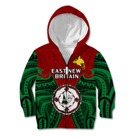 (Custom Personalised) Papua New Guinea Kid Hoodie East New Britain Province Mix Coat Of Arms Polynesian Art - Wonder Print Shop