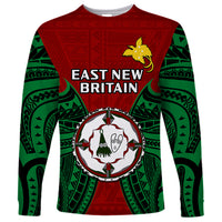(Custom Personalised) Papua New Guinea Long Sleeve Shirt East New Britain Province Mix Coat Of Arms Polynesian Art - Wonder Print Shop