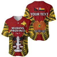 (Custom Personalised) Papua New Guinea Baseball Jersey Madang Province Mix Coat Of Arms Polynesian Art - Wonder Print Shop