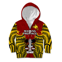(Custom Personalised) Papua New Guinea Kid Hoodie Madang Province Mix Coat Of Arms Polynesian Art - Wonder Print Shop