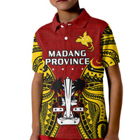 Custom Papua New Guinea Polo Shirt for Kid Madang Province Mix Coat Of Arms Polynesian Art - Wonder Print Shop