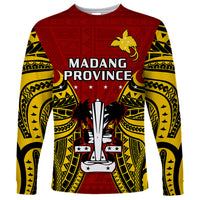 (Custom Personalised) Papua New Guinea Long Sleeve Shirt Madang Province Mix Coat Of Arms Polynesian Art - Wonder Print Shop