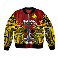 (Custom Personalised) Papua New Guinea Sleeve Zip Bomber Jacket Madang Province Mix Coat Of Arms Polynesian Art - Wonder Print Shop