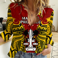 (Custom Personalised) Papua New Guinea Women Casual Shirt Madang Province Mix Coat Of Arms Polynesian Art - Wonder Print Shop