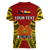 (Custom Personalised) Papua New Guinea Women V Neck T Shirt Madang Province Mix Coat Of Arms Polynesian Art - Wonder Print Shop
