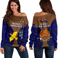 Papua New Guinea Off Shoulder Sweater Manus Province Mix Coat Of Arms Polynesian Art - Wonder Print Shop