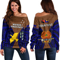 (Custom Personalised) Papua New Guinea Off Shoulder Sweater Manus Province Mix Coat Of Arms Polynesian Art - Wonder Print Shop