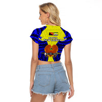 Papua New Guinea Raglan Cropped T Shirt Morobe Province Mix Coat Of Arms Polynesian Art - Wonder Print Shop