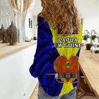 Papua New Guinea Women Casual Shirt Morobe Province Mix Coat Of Arms Polynesian Art - Wonder Print Shop