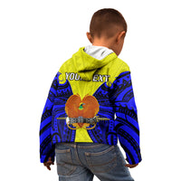(Custom Personalised) Papua New Guinea Kid Hoodie Morobe Province Mix Coat Of Arms Polynesian Art - Wonder Print Shop