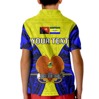 Custom Papua New Guinea Polo Shirt for Kid Morobe Province Mix Coat Of Arms Polynesian Art - Wonder Print Shop
