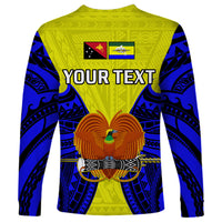 (Custom Personalised) Papua New Guinea Long Sleeve Shirt Morobe Province Mix Coat Of Arms Polynesian Art - Wonder Print Shop