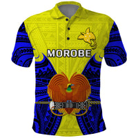 Custom Papua New Guinea Polo Shirt Morobe Province Mix Coat Of Arms Polynesian Art - Wonder Print Shop
