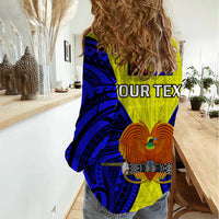 (Custom Personalised) Papua New Guinea Women Casual Shirt Morobe Province Mix Coat Of Arms Polynesian Art - Wonder Print Shop
